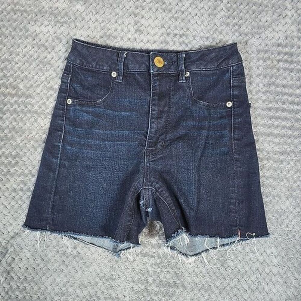 American Eagle Shorts Womens 2 Dark Blue Wass Super Stretch Distressed Classic
